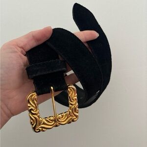 Charles Garre Suede Belt with Gold Buckle